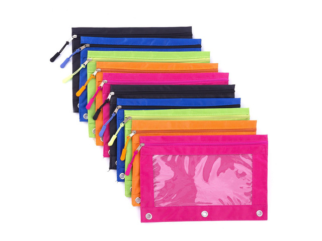 Pencil Pouch for 3 Ring Binder, Large Pencil Case with Clear Window, Metal Zipper Binder Pencil Pouches Fit Standard Binders, Durable Organizer for...