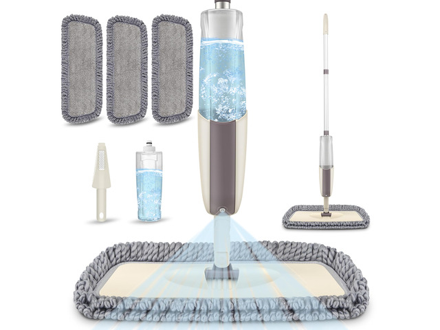 Spray Wet Mops for Floor Cleaning: Hardwood Floor Mop with Sprayer Flat Mop Remove Pet Hair, 3 Washable Pads for Swiffer PowerMop, Swivel Head,...