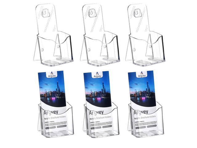 Clear 4x9 Trifold Brochure Holder, Acrylic Rack Card Holder Stand, 6 Pack Plastic Pamphlet Holder Display Stand for 4-Inch Flyers, Booklets, and...