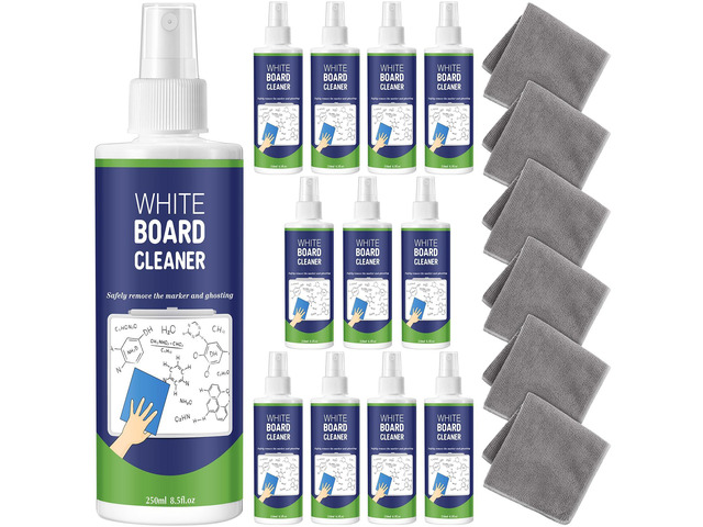 24 Pack White Board Cleaner Spray, 8.5oz Dry Erase Board Cleaner for Whiteboard, Removes Permanent Marker Stains, Non-toxic Cleaning Solution with...