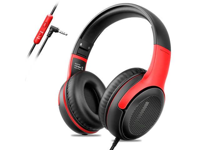 AT2 Kids Headphones for School Travel, 85/94dB Safe Volume Limit 3.5mm Jack, HD Mic, Portable Wired Headphone with Shareport, Stereo Sound On-Ear...