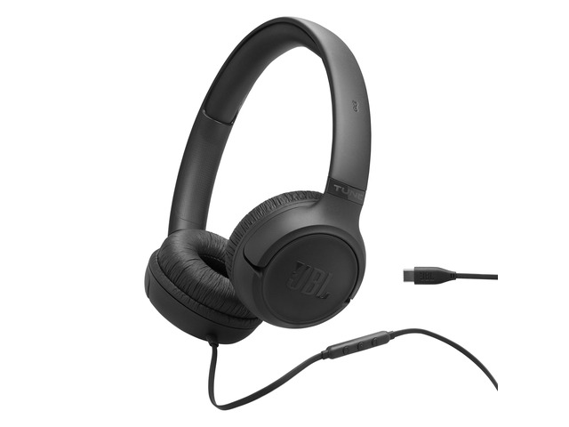 Tune 530C - Wired On-Ear Headphones - Black Pure Bass Sound, Hi-Res Audio, Wide compatibility, 3-button remote with microphone, Easy EQ presets