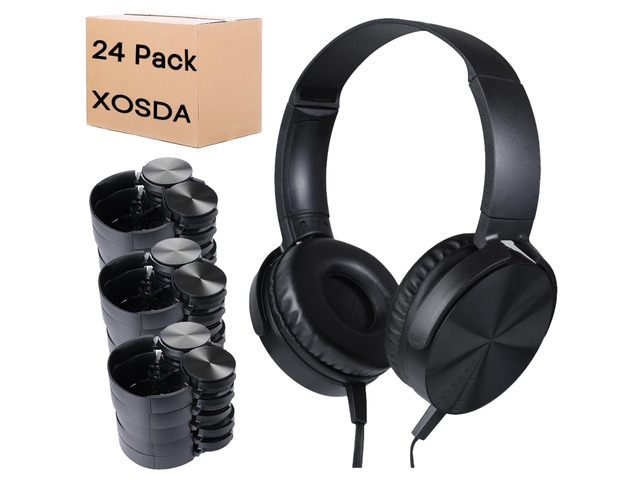 Bulk Headphones for Classroom 24 Pack,Wholesale School On Ear Durable Wired Headset for Students,Kids,Children Toddler Teen Boys Girls and...