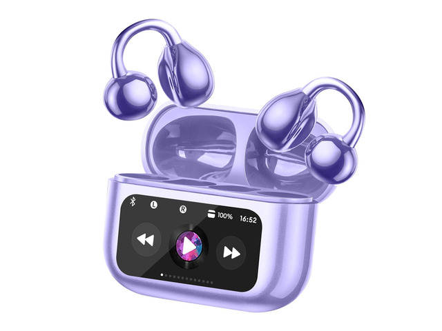 Open Ear Bone conduction Headphones Bluetooth 5.4 Wireless Clip On Earbuds with Digital Display Charging Case 40 Hours Playtime Sport Earphones...