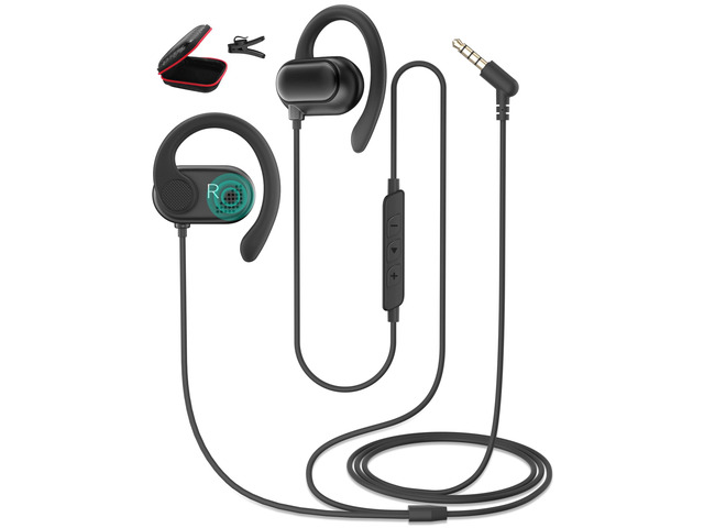 3.5mm Wired Earbuds Open Ear Headphones 5FT Long Earphones Black Open Ear for Chromebook Laptop PC,Corded Headset with Mic Volume Control for...