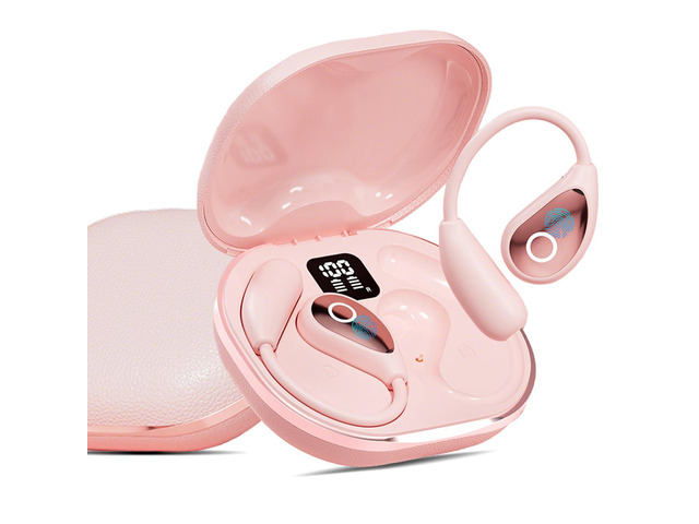 Open Ear Earbuds Bluetooth 5.4 Wireless Headphones, 50H Pink Open Ear Earbuds, Comfort, Smart Display, Clear calls, 50H, Lightweight over-ear...