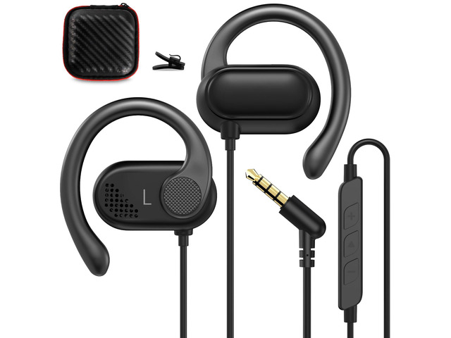 Open Ear Headphones Wired for Laptop PC, 3.5mm Earphones with Mic Workout Sport Gym Over-Ear Wired Earbuds with Ear Hook for iPhone 5 6s Plus for...