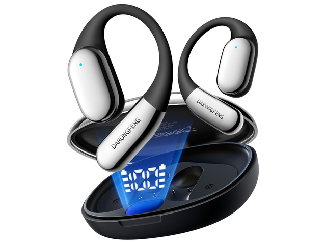 Open Ear Headphones Wireless Earbuds Bluetooth 5.4, for Running & Workouts: Ergonomic Snug-Fit Earhook, Powerful Bass, Immersive HD Sound & Clear...