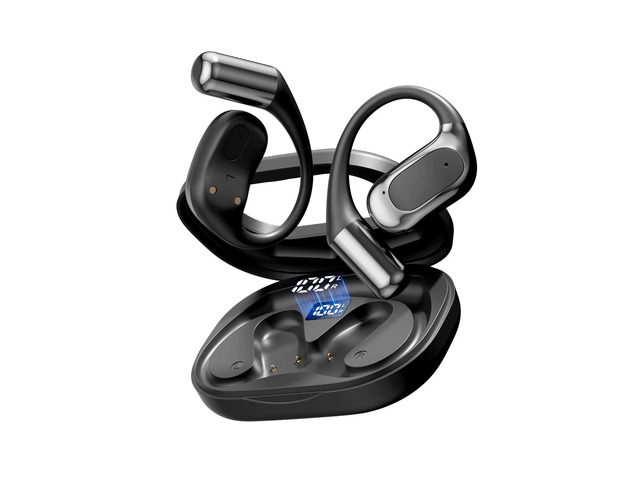 Open Ear Headphones Bluetooth Wireless Over Ear Earbuds(Black) Ergonomic Earhook Ear Buds,Led Power Display,48h Playtime,Ipx6 Waterproof...