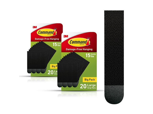 15 lb Large Picture Hanging Strips 40 Pairs, (80 Strips) Damage Free Hanging Picture Hangers, No Tools Great for Home Decor, Black Adhesive