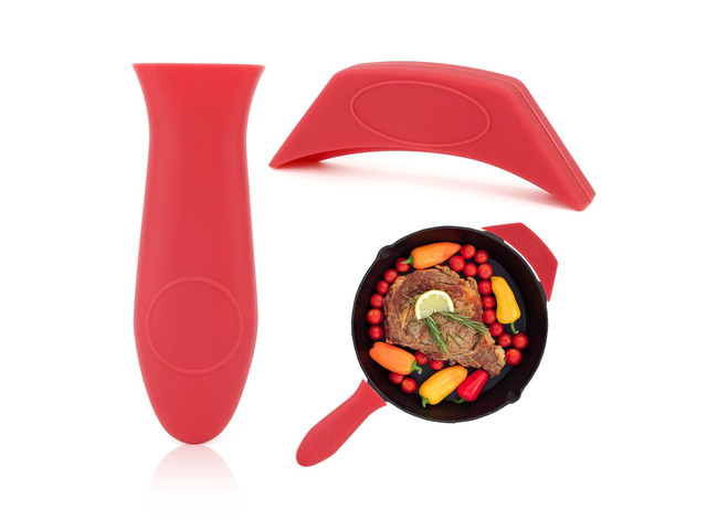 Iron Handle Cover Silicone Pot Holders 2PCS Cast Iron Skillet Handles Cover Heat Resistant Silicone Hot Handle Holder Cast Irons Handless Sleeve...