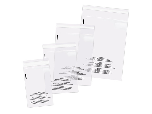 Poly Bag Bundle Combo Pack of 400-6X9, 8X10, 9X12, 11X14 Self Seal Clear Plastic Bags With Suffocation Warning