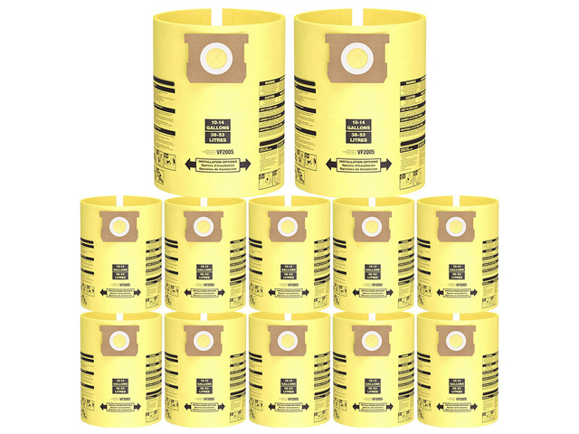 10PCS 10-14 Gallon Vacuum Bags for Shop Vac Bags Disposable Wet Dry Vaccum Collection Bags, Replace Part Type I #90672 9067200, Type F #90662...