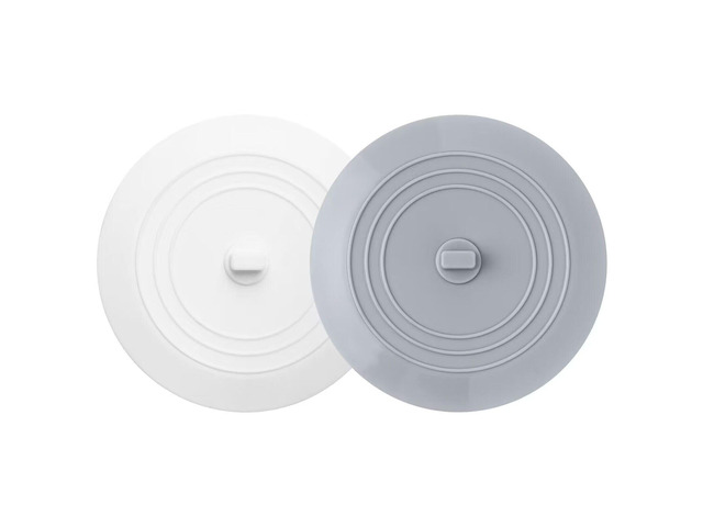 2PCS 5' Universal Silicone Bathtub Drain Stopper with Suction Seal White and Gray, Leak Proof, Hair Trapping, Universal Fit, For Tub Sink Laundry...