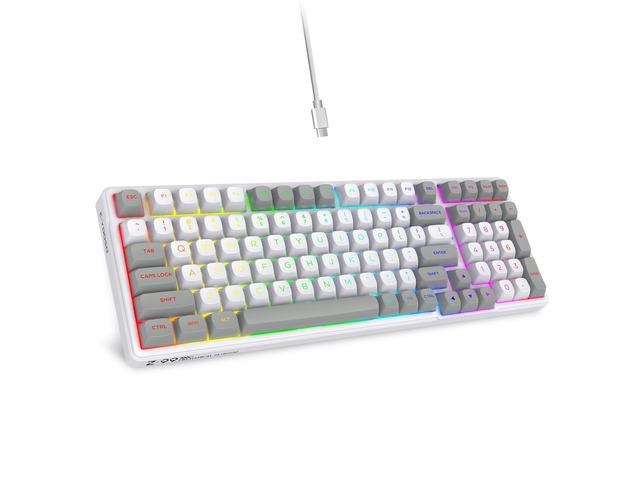 Z-99 Wired Mechanical Keyboard, Creamy Sound, RGB Backlit,White Gray Hot Swappable Pre-lubed Linear Switches, Gasket Structure, Sound Dampening...