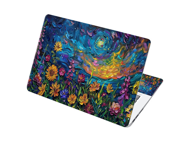 Universal Laptop Skin Sticker with 2 Wrist Pad Decals, 3-Piece Removable Vinyl Laptop Cover, Oil Painting Sunflower Waterproof Anti-Scratch,...