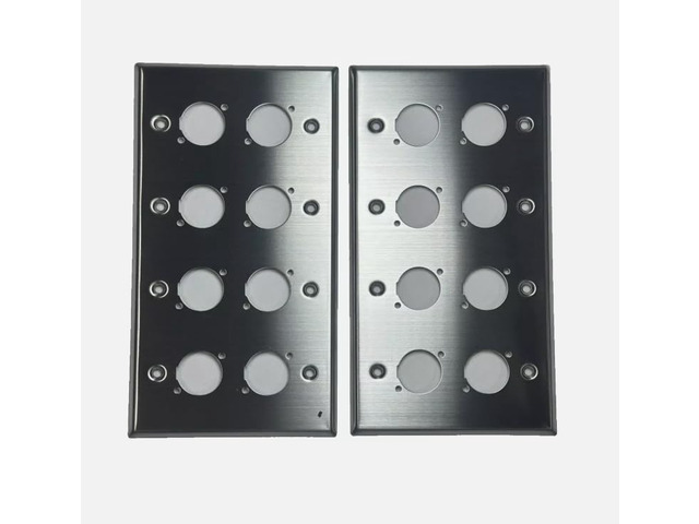 (2) Two Quad Gang Wall Plate Eight XLR Male/Female 'D' Stainless Steel