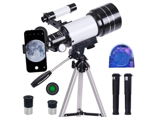 Telescope for Beginners, 70mm Aperture Refractor Portable Travel Telescope for Adult with Tripod, Finder Scope