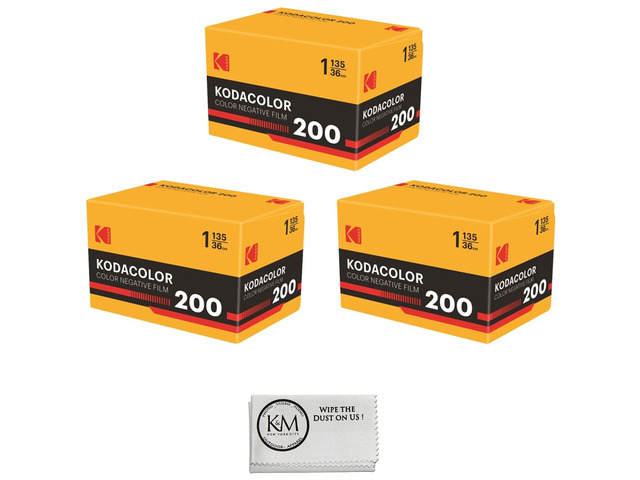 Kodacolor 200 Color Negative Film 35mm Roll Film (36 Exposures) 3 Rolls + Cloth