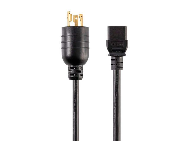Heavy Duty Extension Cord - 8 Feet - Black NEMA L6-20P to IEC 60320 C19, 12AWG, 20A, SJT, 250V