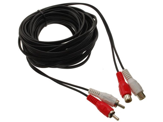 CablesOnline, 25-feet 2-RCA Male to 2-RCA Female Red/White Stereo Audio Extension Cable, AV-E425RW