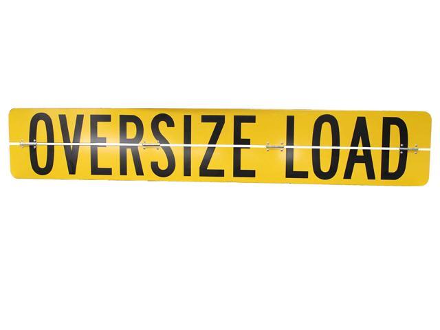 Oversize Load Sign - Aluminum, Center Hinged, Reflective (Black on Yellow, 72' x 12')