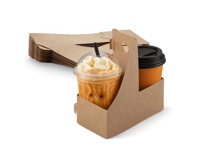 Kraft 2 Cup Carrier 7.62' x 3.75' x 8.87' - Small Kraft Drink Carrier with Handles (Pack of 250) - Made in The USA