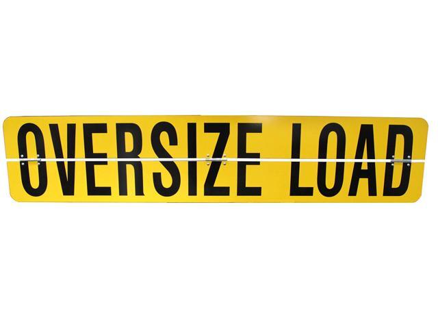 Oversize Load Sign - Aluminum, Center Hinged, Reflective (Black on Yellow, 60' x 12')