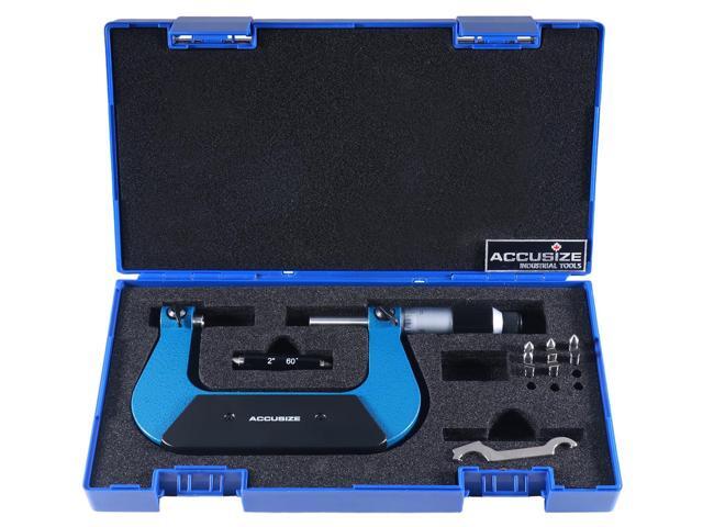 Screw Thread Micrometer, 2-3', S916-C752 4 Anvil Sets: 24-14, 13-9, 8-5, 4.5-3.5 TPI, 0.001' Resolution, ±0.00016' Accuracy