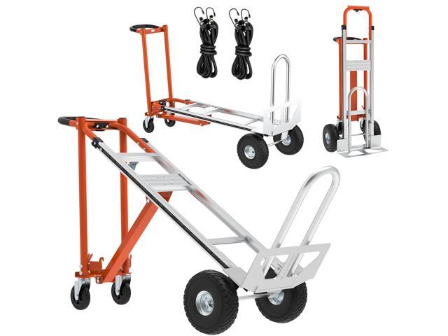 Aluminum 3 in 1 Convertible Hand Truck-Orange Dolly for Moving, 800Lbs Capacity, Heavy Duty Folding Hand Truck Dolly Cart with Wheels,Handtruck for...