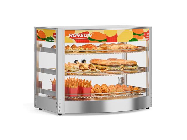 Food Warmer Display Pizza Warmer, Commercial Countertop Food Warmer Electric Pretzel Warmer with Removable Shelves LED Lighting Glass Door for...