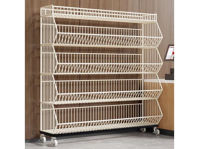 Commercial Supermarket Display Cart - 5-Tier Industrial Slanted Rolling Shelves Metal Storage Rack for Retail Store, Warehouse & Home Use,.