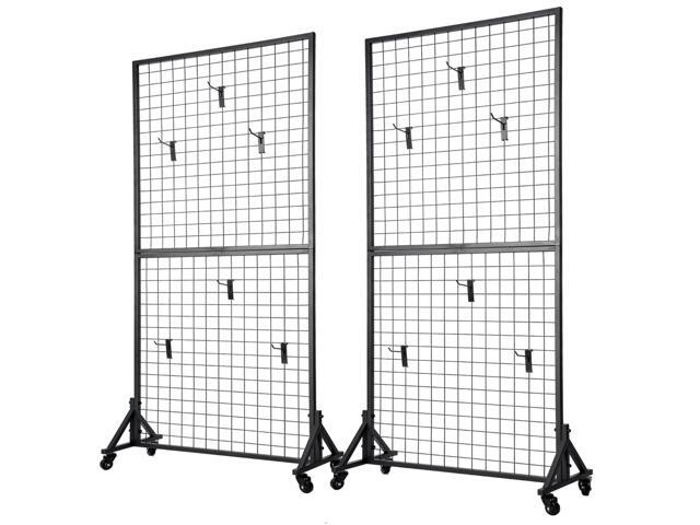 Yunphia 2 Packs 3'X 6' Two Gridwall Panels Display Stand with Sturdy T-Base, Black Wire Grid Wall Panels for Art Display Rack, Craft Show, Vendor.