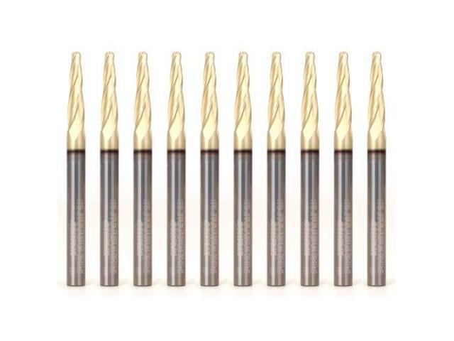 Tapered Endmill Ball Nose Router Bits CNC Engraver Solid Carbide Spiral (10 Pack) 1/8-Inch 1/4-Inch Shank 37413-SC-10PK