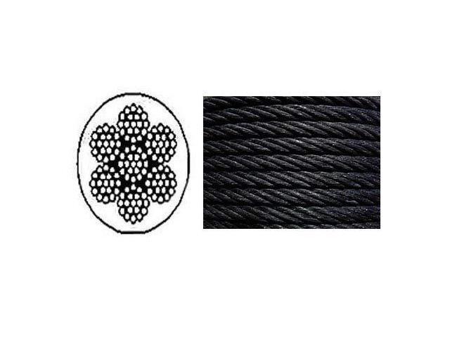 Black Powder Coated Galvanized Cable Wire Rope 1/4' 7x19-50, 100, 250, 500, 1000 ft (500 ft)