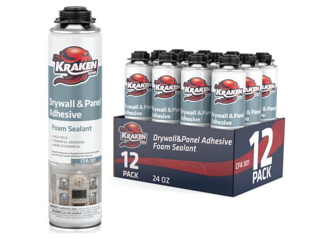 Drywall & Panel Adhesive Foam - (12x24oz) Heavy-Duty, Fast-Curing Construction Adhesive for Concrete, Wood, and Heat Insulation Applications - 12 Pack