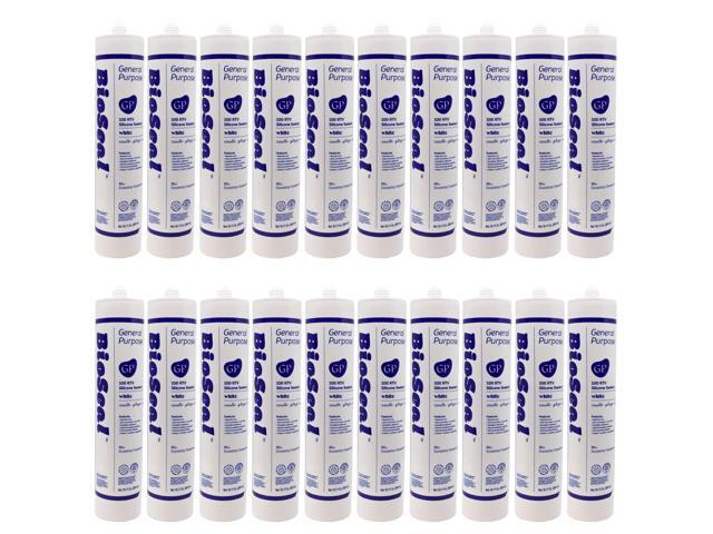 White BioSeal 100% Silicone Sealant Caulk General Purpose, Waterproof and No Odor 10.1 Ounce Cartridge -White 18 Set