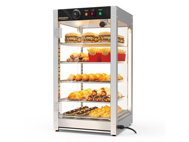 Commercial Food Warmer Display with Tri-Colors and Adjustable Shelf, 5-Tier Electric Countertop Warmers for Hamburger, Chicken, Bread, Pizza Warmer.