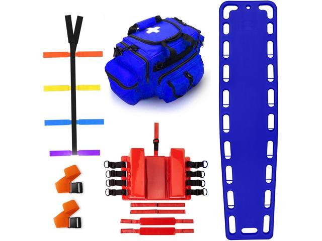 Rescue Kit Comprehensive Emergency Support with Spine Board, Head Immobilizer, Trauma Bag & 10-Point Strap - Durable, Lightweight for First.