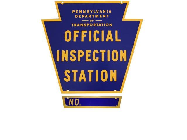 Pennsylvania Official Inspection Station Sign with Number Plate and Hardware