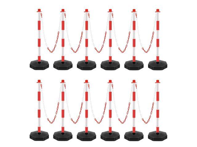 12 Pack Traffic Delineator Post Cones, Plastic Stanchion Post Set with Fillable Base and 5.4 Ft Chains, Traffic Control Warning Parking Lot for.