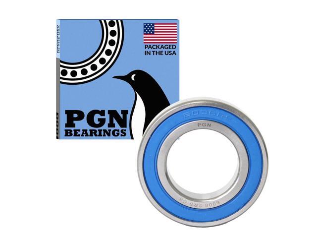 PGN (100 Pack) 6006-2RS Bearing - Lubricated Chrome Steel Sealed Ball Bearing - 30x55x13mm Bearings with Rubber Seal & High RPM Support