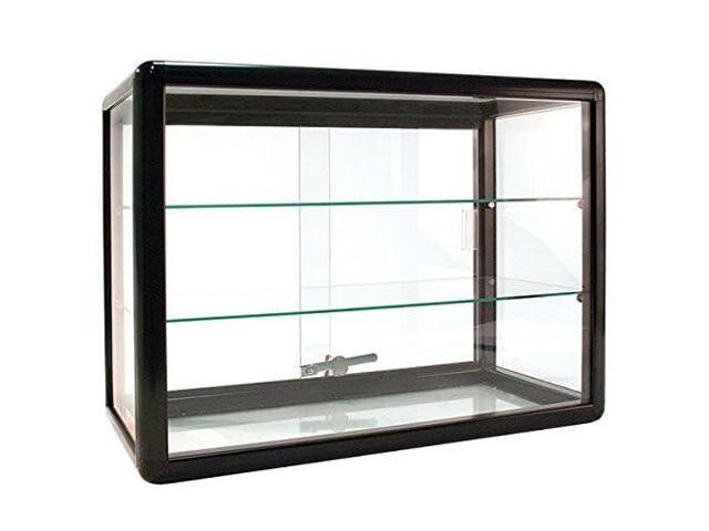 Counter Top Glass Display Showcase with Option for LED Lights -White and Black (Black (NO Lights))