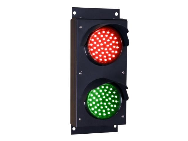 LED 2 Light Red/Green LED Loading Dock Bay Traffic Light 4 inch Diameter Lens, 110/220 VAC, Mounting Brackets, Industrial Stop Go Light, Ready to.