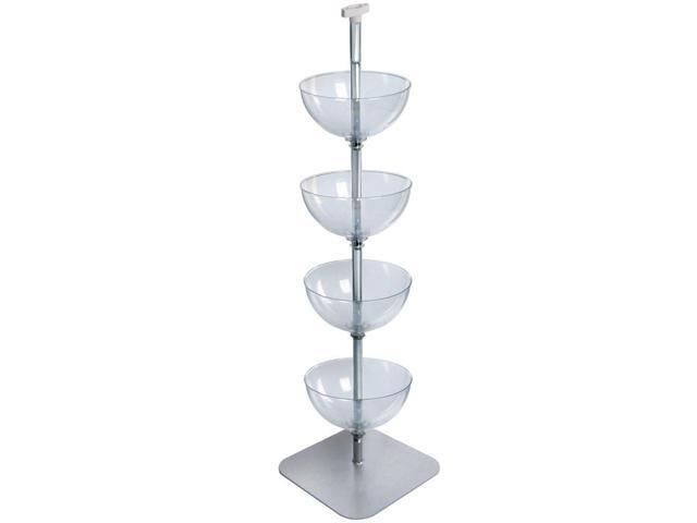 Tiered Bowl Floor Display with Flat Base, 4 Tiers, 14'D, Clear