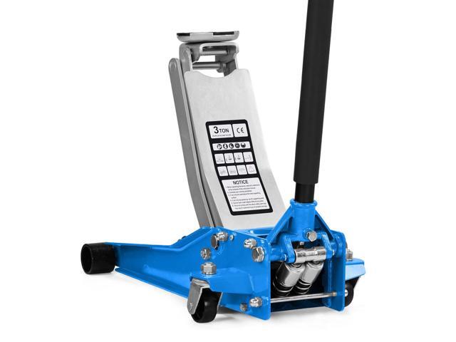 3 Ton Floor Jack, Aluminum and Steel Low Profile Jack with Dual Pistons Quick Lift Pump for Cars & SUVs, Lifting Range 2-19/20' to 20-1/10, Blue