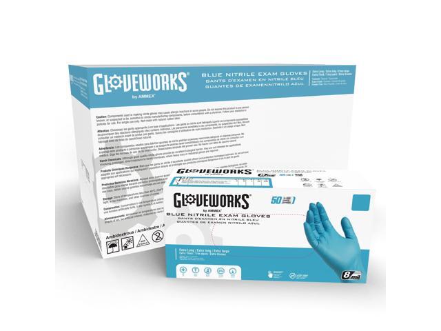 HD Medical Blue NitrileGloves - 8 mil, 12 inches long, Latex Free, Powder Free, Textured, Disposable, Non-Sterile, Large,GPNHD66100, Case of 500