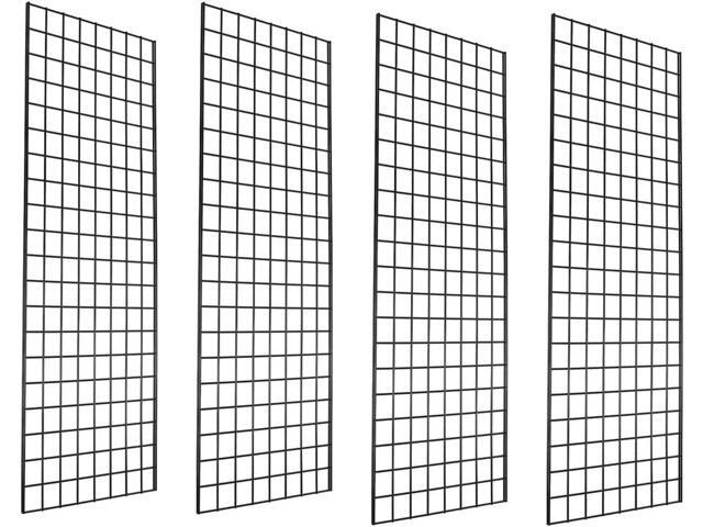 Commercial Grade Gridwall Panels 2 Width x 6 Height, Pack of 4 (Black Finish)