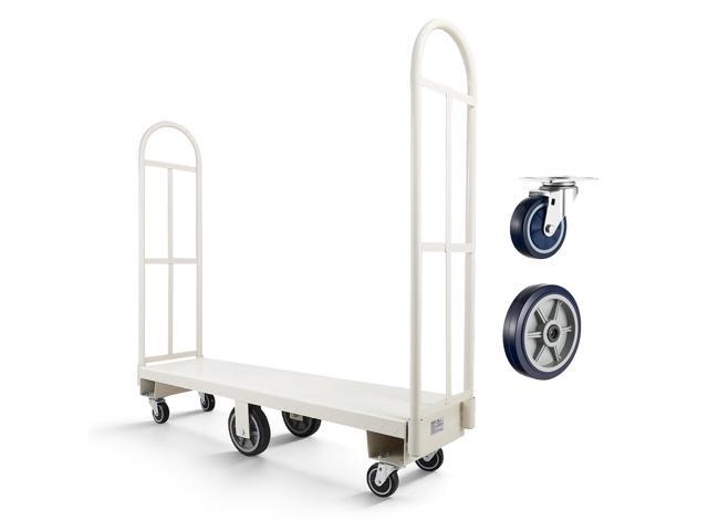 2000LBS Heavy-Duty U-Boat Cart, Platform Truck Dolly with 6 Wheels & Dual Detachable Handles, Heavy Duty Steel Utility Cart for.