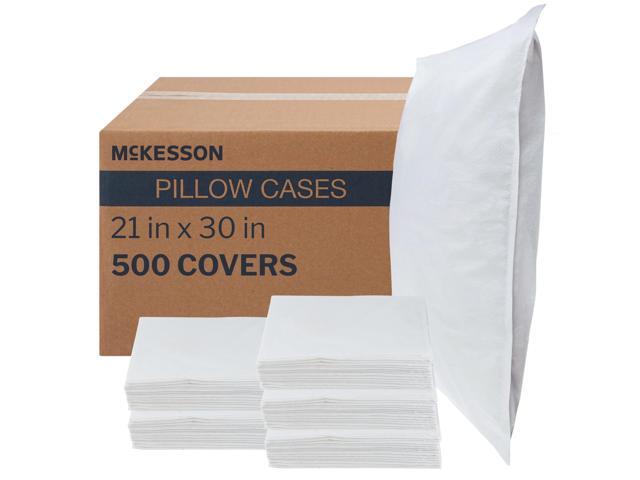 Disposable Pillow Case Covers [500 Count] Bulk Pillowcase, Single-Use for Medical Hospital Travel, Standard Size, White, 21 in x 30 in
